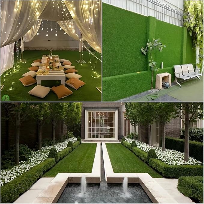 Artificial Grass Rug 11 ft x 42 ft, Synthetic Fake Grass Turf Mat for Indoor Outdoor Garden Home Decor, 0.8" Pile Height