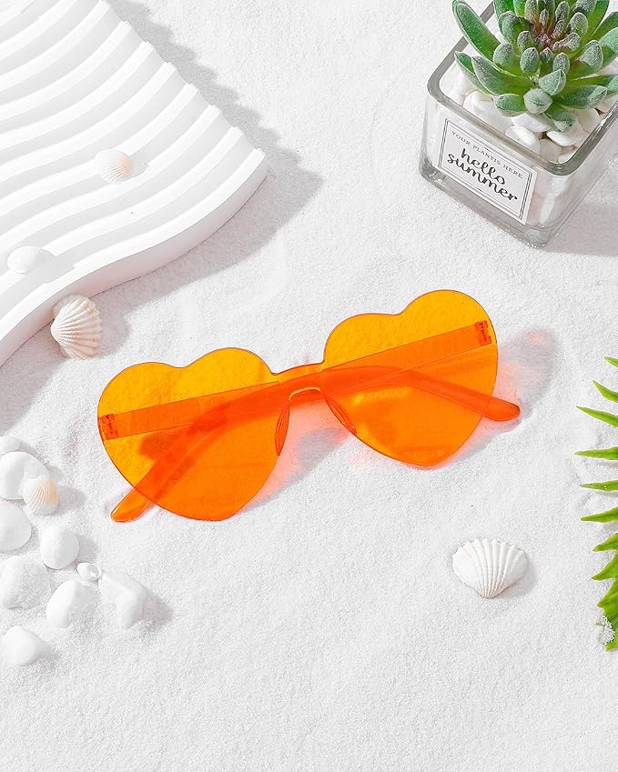 40 Pairs Heart Shaped Sunglasses Bulk, Colorful Rimless Fun Heart Sunglasses for Women Party Favors