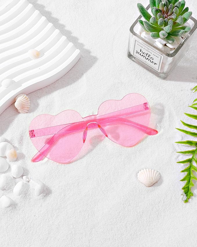 20 Pairs Heart Shaped Sunglasses Bulk, Colorful Rimless Fun Heart Sunglasses for Women Party Favors