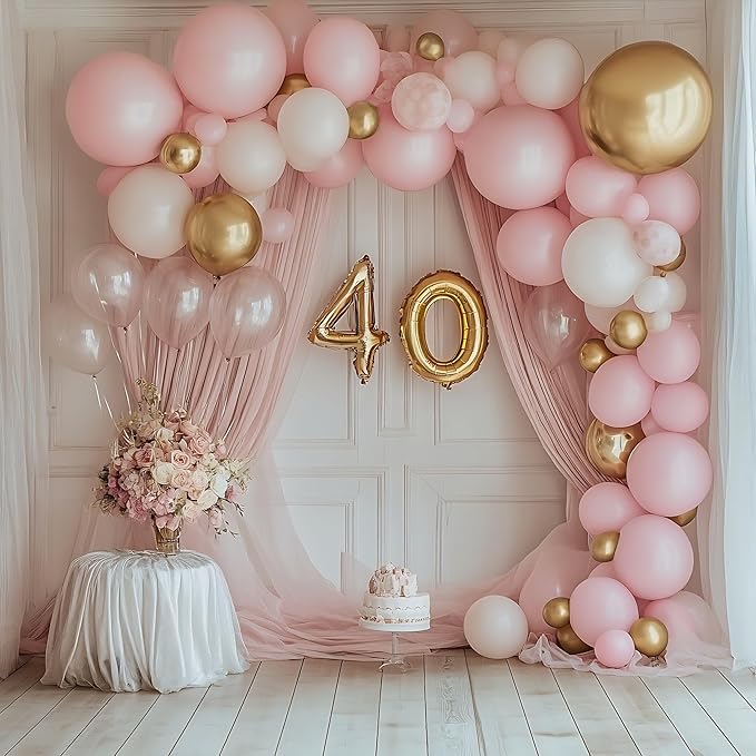 Light Pink Balloons 125 pcs Different Sizes of 8 12 10 5 Inch Pastel Baby Pale Pink Balloon Arch Kit Garland for Princess Birthday Baby Shower Gender Reveal Valentine's Day Party Decoration