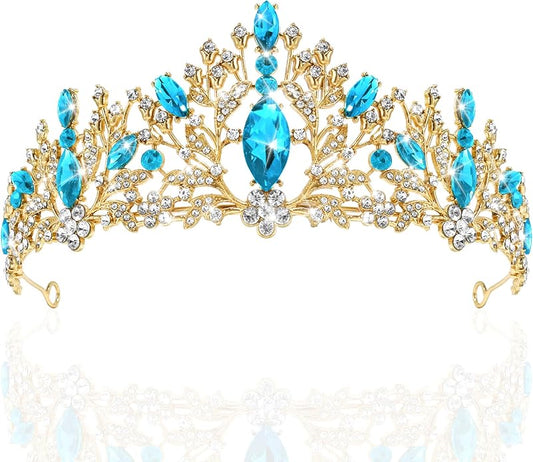 TAROSE Crowns for Women and Girls, Queen Crystal Gold Silver Tiaras with White Rhinestone and Combs, Goddess Crown for Wedding Bride Birthday Princess Bridal Shower Hair Accessories for Women