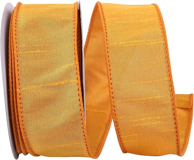 Reliant Ribbon 92975W-662-09F Dupioni Supreme Wired Edge Ribbon, 1-1/2 Inch X 10 Yards, Yellow Gold