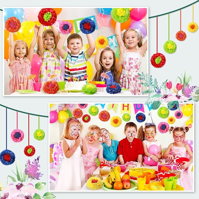 Tallew 18 Pieces Mexican Paper Tissue Flowers Colorful Fiesta Paper Flowers for Mexican Spring Floral Party Backdrop Baby Shower Wedding Birthday Party Craft for Wall