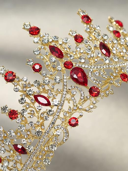 SWEETV Crystal Wedding Tiara for Women, Royal Queen Crown Headband, Rhinestone Princess Hair Accessories for Prom Birthday