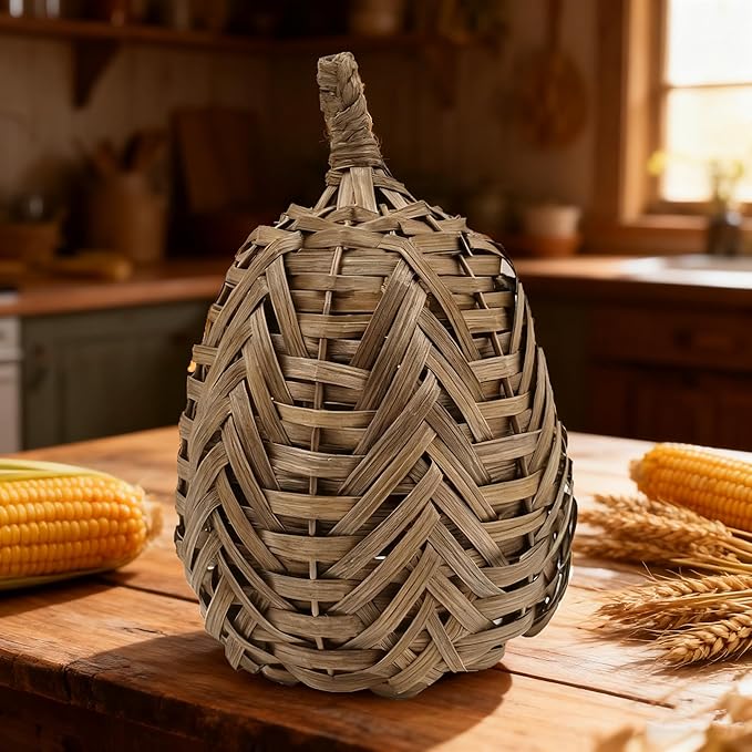 1Pcs of 5 Inch Bamboo-Woven Autumn Harvest Big Pumpkin Decor is Suitable for Thanksgiving & Halloween Fall Decorations. These Pumpkins are Perfect as Decorative Pumpkins for Table Decor