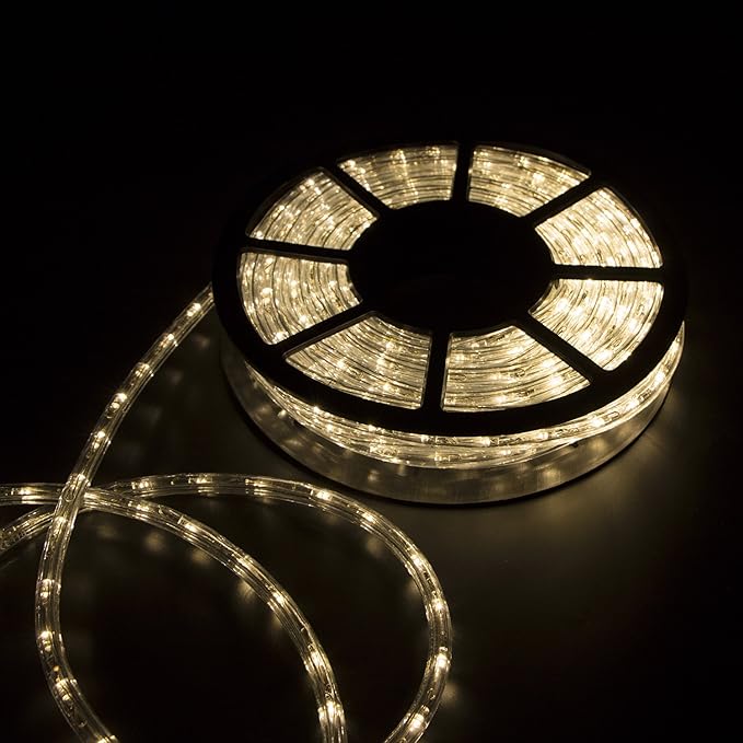 50ft Outdoor LED Rope Lights 540 Connectable Flexible Tube Lights, IP65 Waterproof Rope Lighting for Garden Patio Pool Bedroom Party Christmas Halloween Holiday Indoor/Outdoor Decoration, Warm White