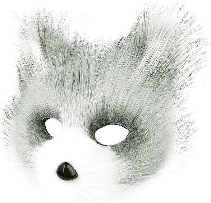 Animal Fox Wolf Mask Halloween Party Cosplay Costumes Props Plush Cat Half Face Masks Carnival Christmas Masquerade