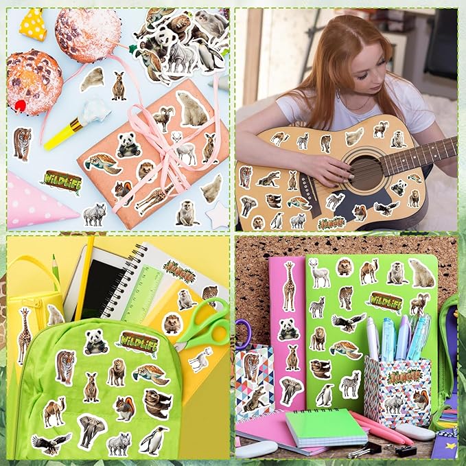 300Pcs Animals Foam Stickers, Self-Adhesive Cartoon Jungle Animals Foam Sticker Safari Animal Stickers for Home School Classroom DIY Art Craft Birthday Party Favor