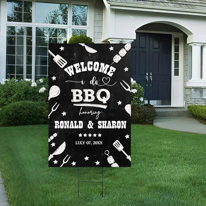 Personalized I Do BBQ Welcome Sign, Welcome Sign For BBQ Rehearsal Dinner, BBQ Engagement Party Sign, Couples Shower BBQ Sign, BBQ Yard Sign, Welcome To The I Do BBQ Party Sign, BBQ Décor