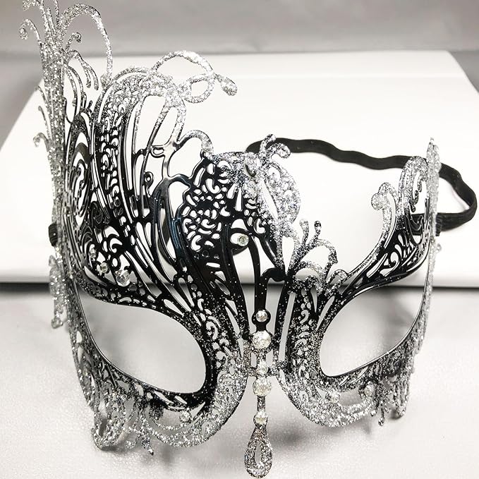 Masquerade Mask for Couple Mardi Gras Venetian Party Mask Set Halloween Costume Accessory