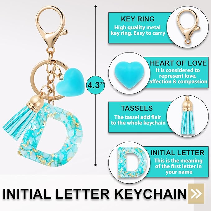 Initial Letter Keychain, Butterfly Keychain Cute Resin, Initial Keychain Backpack Charms, Key chain for Women, Girls