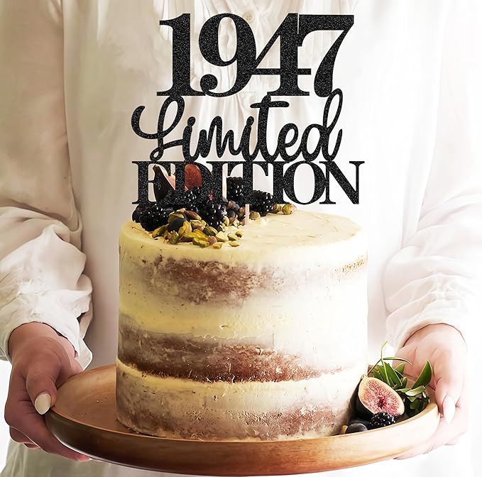 Limited EDITION 1947 Cake Topper - Black Glitter Happy 78th Birthday Party Cake Decoration Supplies, Cheer to 78 Years Cake Bunting Decor for 78th Birthday Party Photo Booth Props