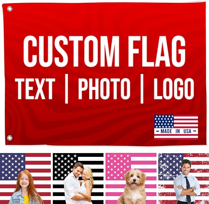 Custom Flag (1x1.5FT to 5x8FT) by BCB Print for Business | Personalized Outdoor Flags with Grommets for Advertising, Events | HD Printed Custom Sign Flag | Express Dispatch+Ship | Made in USA