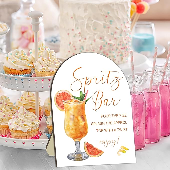 Aperol Spritz Bar Sign, Cocktail Bar Recipe Sign for Wedding, Bride Party Cocktail Ingredients Table Signs, Homemade Cocktails Station Board, DIY Cocktails Drink Recipe for Bridal Shower Decorations