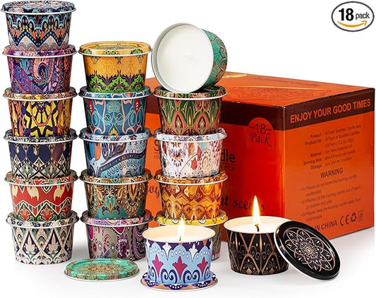 18 Pack Scented Candle Sets | Travel Aromatherapy Jar Candles | Small Soy Wax Candles with 10% Essential Oils |18 Scents Candles for Home and Travel | Gift Sets for Birthday, Christmas