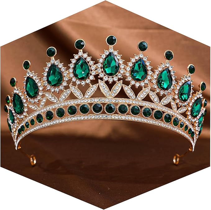 FORSEVEN Crystal Tiaras and Crowns for Women - Wedding and Birthday Party Princess Crown Hair Accessories - Bride Rhinestone Headband Halloween Decorations Hairband