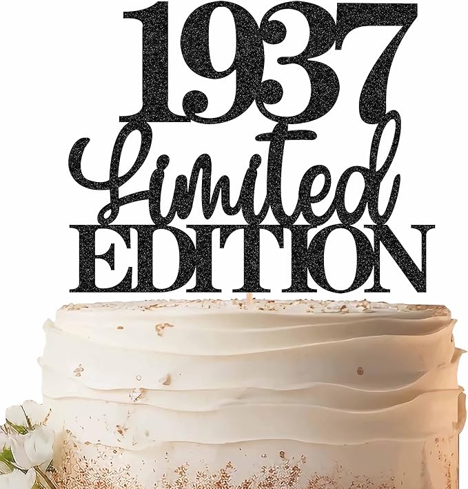 Limited EDITION 1937 Cake Topper - Black Glitter Happy 88th Birthday Party Cake Decoration Supplies, Cheer to 88 Years Cake Bunting Decor for 88th Birthday Party Photo Booth Props