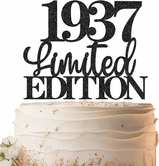 Limited EDITION 1937 Cake Topper - Black Glitter Happy 88th Birthday Party Cake Decoration Supplies, Cheer to 88 Years Cake Bunting Decor for 88th Birthday Party Photo Booth Props