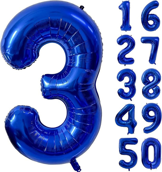 40 inch Navy Blue Number Balloon Dark Blue 3 Balloons Giant Foil Helium Balloons Blue Number 3 Balloon for 3rd Birthday Party Decorations
