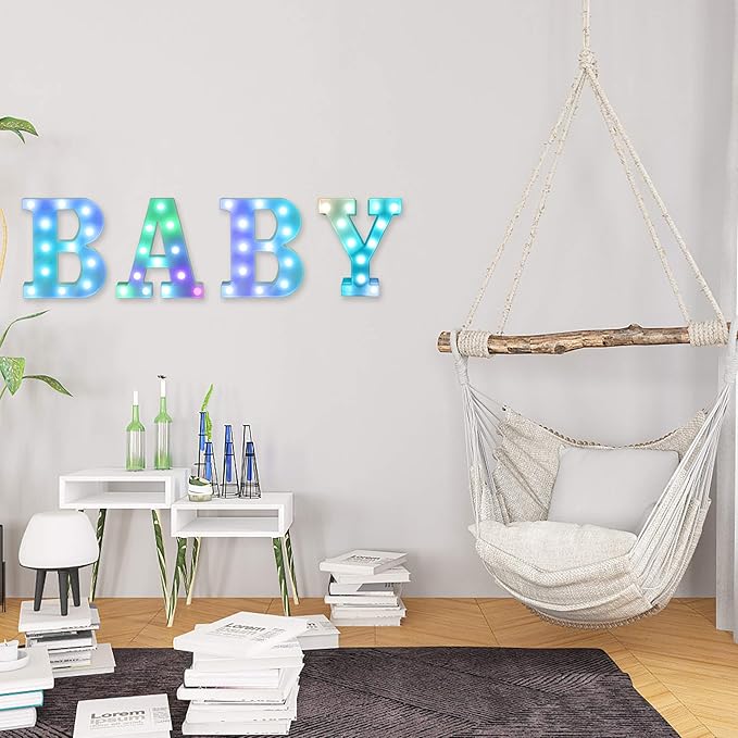 Foaky Colorful LED Letter Lights with Remote,Marquee Light Up Letters Sign for Night Light Wedding/Birthday Party Battery Powered Christmas Lamp Home Bar Decoration(X)