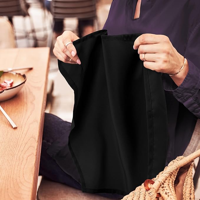 Utopia Home [24 Pack, Black] Cloth Napkins 18x18 Inches, 100% Polyester Hemmed Edges, Washable and Reusable Ideal for Parties, Weddings and Dinners