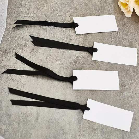 60pcs Name Cards for Table Setting, 1.77x 3.74inces Place Cards, Wedding Place Cards.Wedding Name Tags.Present Tags with String Attached.and Reserved Signs for Wedding Seating (Black)