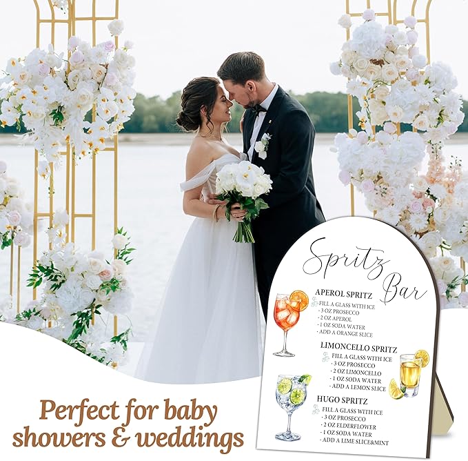 Spritz Bar Sign Sign, Spritz Bar Sign for Wedding Party, Cocktail Signs for Bride Shower, Cocktail Recipe Card Signs Decoration, Cocktails Drink Recipe for Baby Shower Wedding Parties Decor 8x10 In