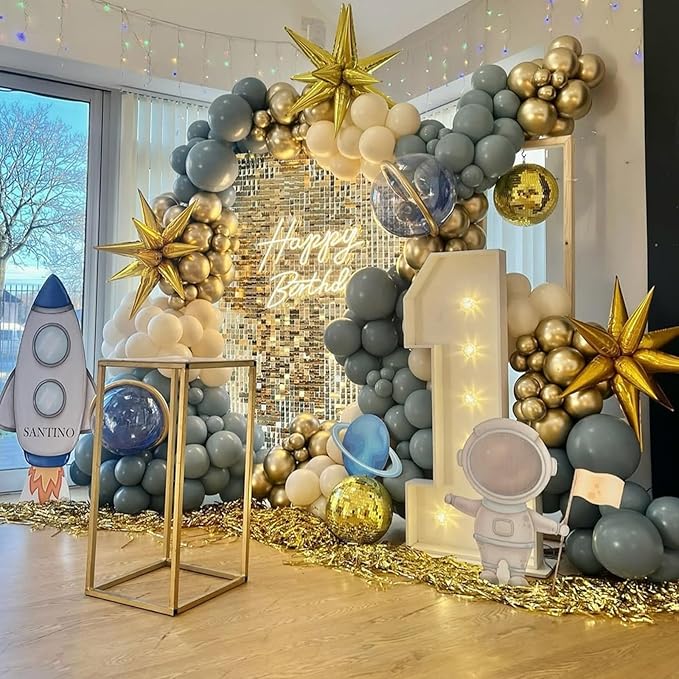 Blue Balloons, 113Pcs Different Sizes Pale Aqua Blue Balloon Arch Garland Kit 18/12/10/5 Inch, Matte Retro Powder Light blue Latex Helium Balloon for Birthday Boho Baby Boys Shower Party Decorations