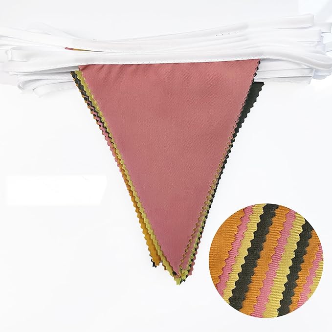 32Ft Fall Party Decorations Retro Colored Fabric Triangle Banner Flag Pennant Bunting Garland Streamers for Fall Birthday Baby Shower Autumn Thanksgiving Day Outdoor Garden Party Decor