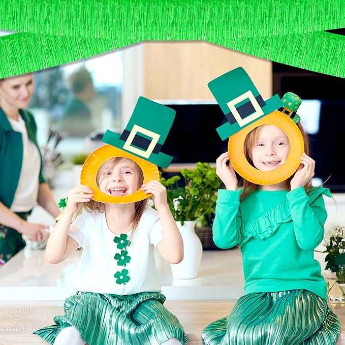 6 Pack 10 Feet Foil Fringe Garland Metallic Tinsel Streamers Banner Wall Hanging Curtain Backdrop for Parade Floats, Bachelorette, Wedding, Birthday, St Patrick Day, Christmas Party Decorations(Green)