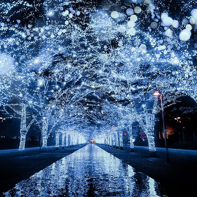 FUNPENY 164FT 500 LED Christmas Indoor Outdoor Decorative String Lights, 8 Modes Waterproof LED Fairy Light with Remote for Christmas Party Wedding Garden Home Decoration (White)