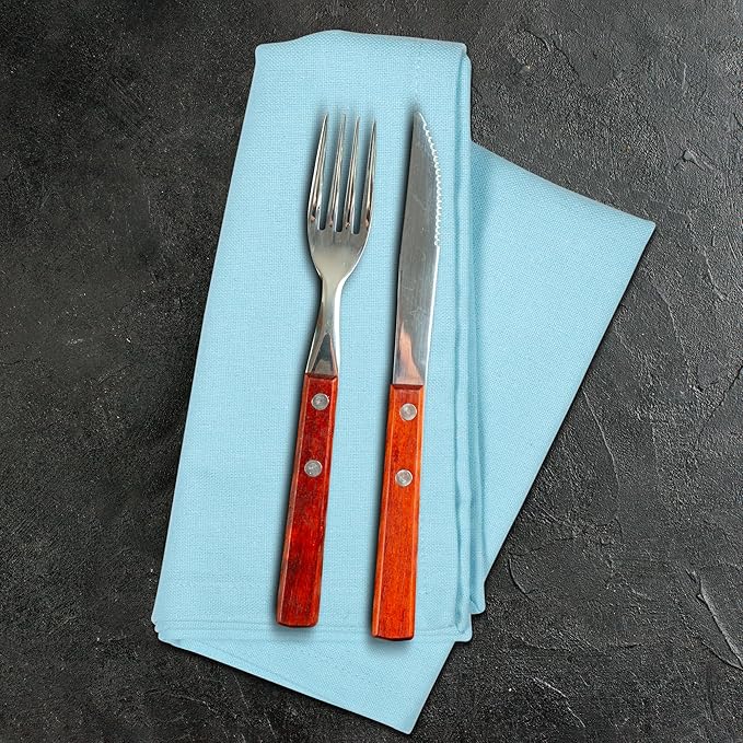 Dinner Cloth Napkins Set of 12, Premium Soft Cotton 18x18 Inches, Highly Absorbent, Hotel Quality Reusable & Washable Dinner Napkins with Mitered Corner Napkins for Home & Weddings - Aqua