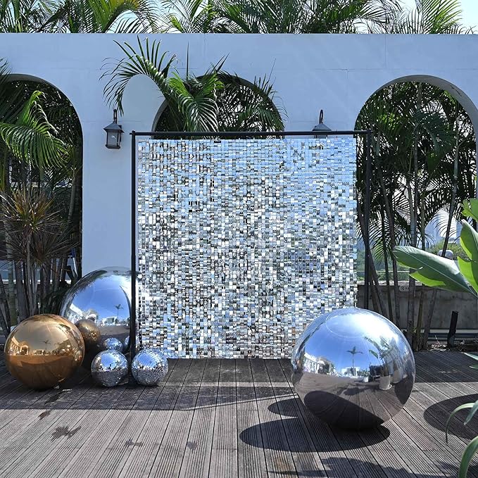 Yescom 32" Inflatable Mirror Ball Giant Reusable Hanging Large Disco Balloon Decoration for Party Wedding Event Concerts Stage Decor Silver