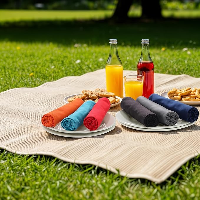 Utopia Kitchen Multi Color Cloth Napkins [12 Pack, 18x18 Inch] Absorbent Cotton Blend Washable and Reusable for Dinner, Restaurant, Lunch, Wedding and Hotel