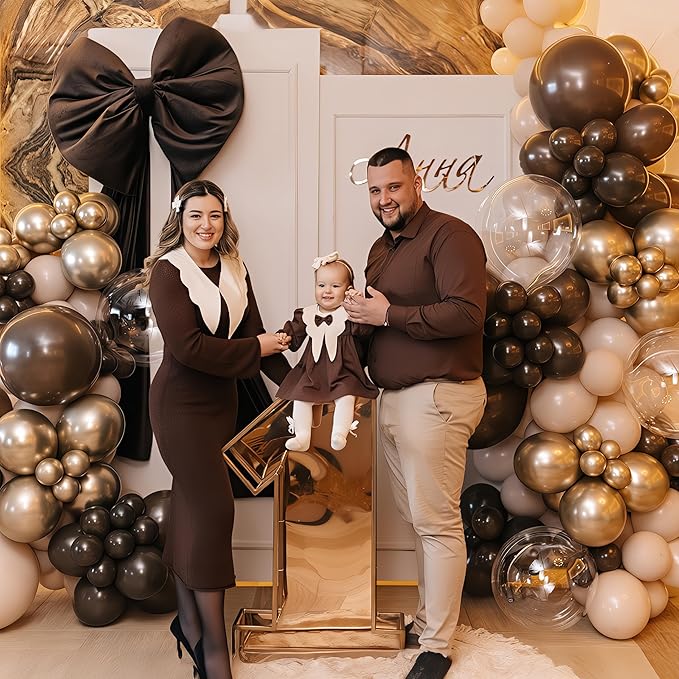 Brown Balloon Arch Kit 18 in Clear Balloons Shades of Brown Cream Dark Coffee Nude Beige Champagne Gold Confetti Balloons for Thanksgiving Fall Boho Cow Rodeo Baby Shower Birthday Party Decor