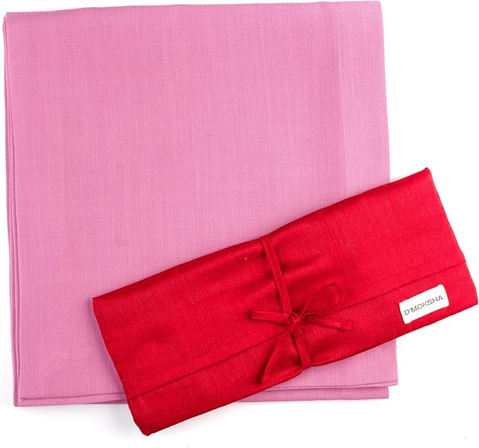 D'Moksha Homes Bubblegum Pink Table Runner 14 x 108 Inch - Faux Linen Table Runner 108 Inches Long - Wrinkle Resistant, Machine Washable for Thanksgiving, Holiday - 100% Recycled Fabric