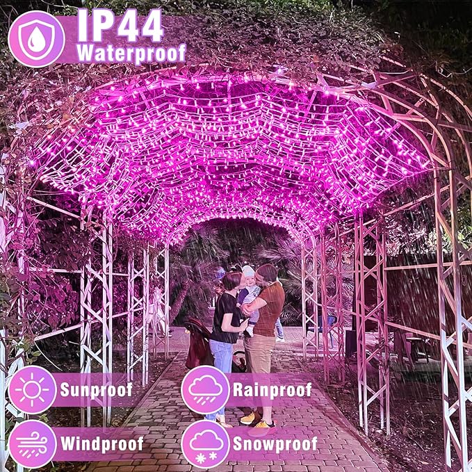 165FT 500 LED Christmas Lights, Plug in Christmas String Lights with Waterproof, 8 Modes Twinkle Fairy Lights for Home Patio Tree Wedding Decorations, Pink