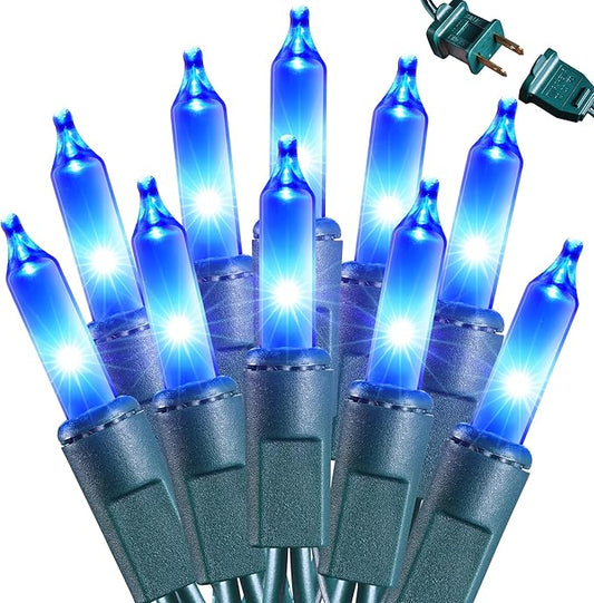Joomer Mini Christmas String Lights - 19.5FT 100 LED Plug-in String Light, Connectable Waterproof Fairy Lights for Indoor Outdoor Decor, Patio, Home, Garden,Holiday,Christmas Decoration - Blue