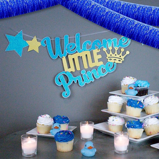 6 Pack 10 Feet Foil Fringe Garland Metallic Tinsel Banner Wall Hanging Curtain Streamers Backdrop for Parade Floats Bachelorette Wedding Birthday Party Thanksgiving Christmas Decorations(Blue)