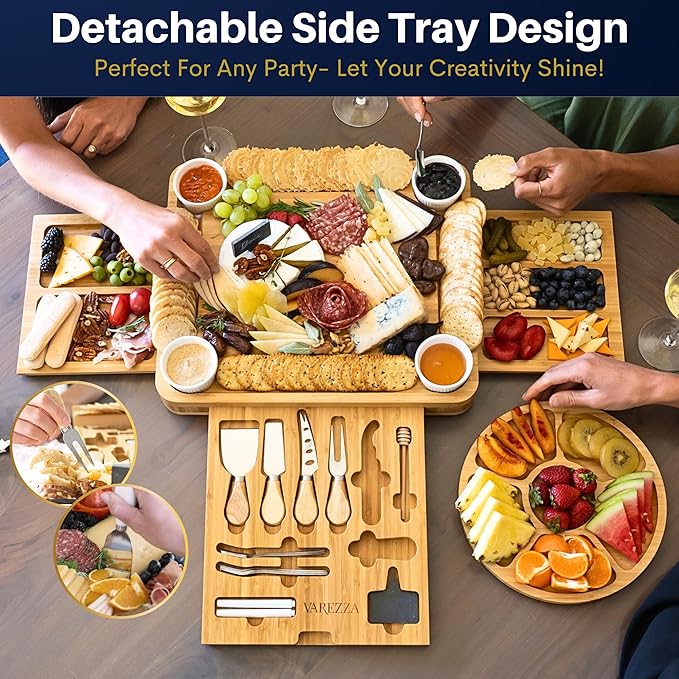 Charcuterie Boards Set – Large Bamboo Cheese Board & Platter with Charcuterie Accessories, Housewarming Gifts for New Home, Bridal Shower, New House Gift