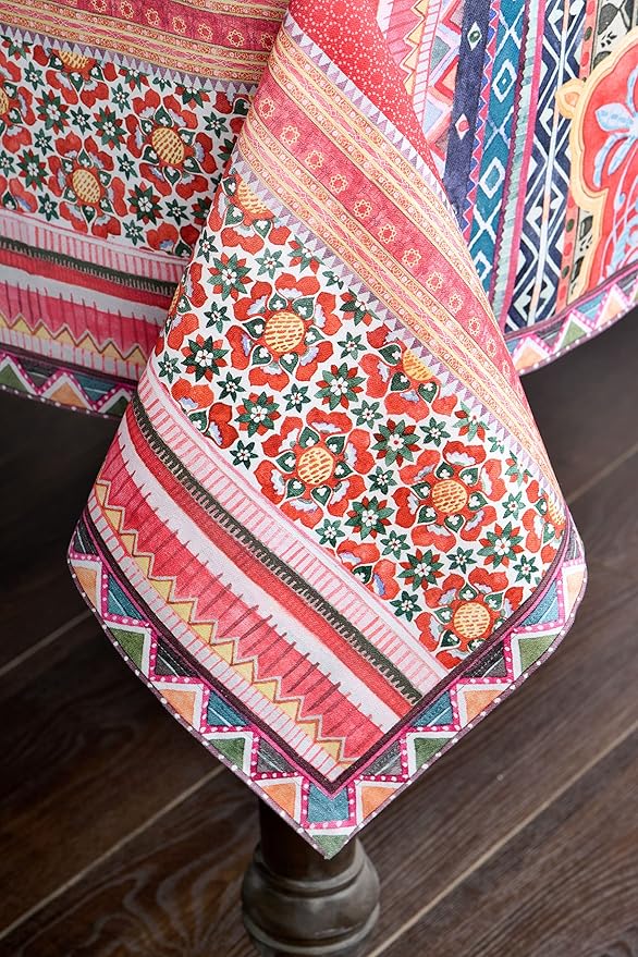 Maison d' Hermine Table Cloth Rectangle Table 100% Cotton 60 x 108 Inches Fall Tablecloth Reusable Everyday Use for Thanksgiving Christmas Decorations Dining Farmhouse Party (Ispahan)