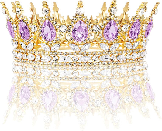 Gold Crown for Women, Crystal Queen Tiaras Headband Wedding Bridal Hair Accessories, Birthday Party Prom Cake Topper