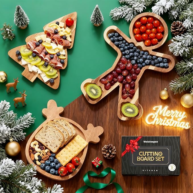 Charcuterie Board Set,Cheese Board for Serving,Gifts for Kitchen & Parties & House Warming,3-Piece Set,Large Size with Forks,Birthday Gift for Women