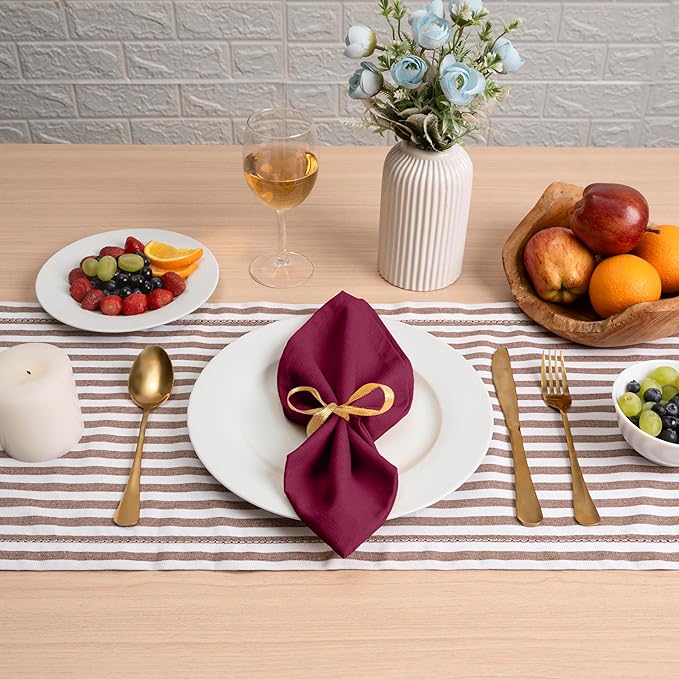 Blue Needles Solid Cloth Napkins Set of 12 Burgundy 100% Cotton Dinner Napkins 18x18 inches - Soft, Reusable, Absorbent & Washable Fall Thanksgiving Linen, Ideal for Events, Parties & Everyday Use