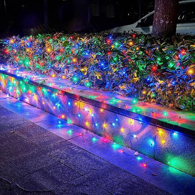 Led Christmas Net Lights Outdoor Christmas Lights Multicolor 160LED 5ftx7ft, Waterproof Outdoor Indoor Fairy Mesh Net Light for Xmas Party, Yard, Patio, Trees, Shrubs, Bushes Decorations