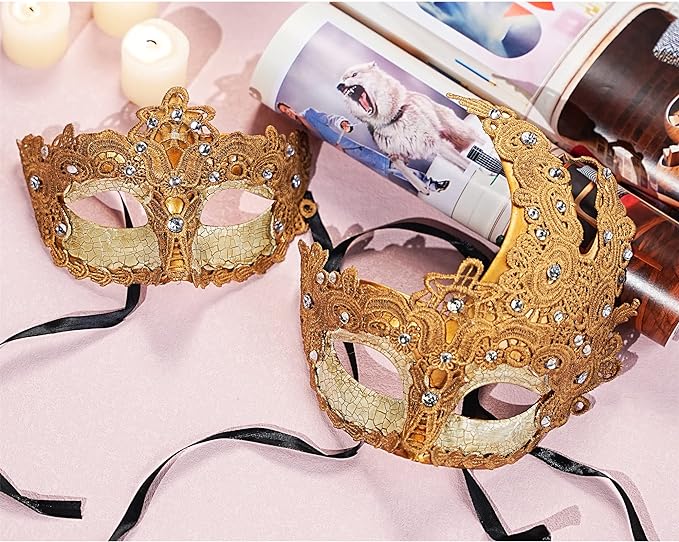 YU FENG Venetian Masquerade Mask for Women Couples Besties-Prom,Balls,Mardi Gras,Halloween and Parties Costume Mask