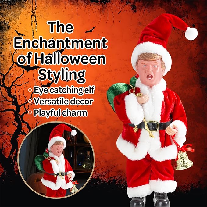 Father Santa Donald Christmas Figurine 45cm (Red) – Funny Holiday Character Ornament – Novelty Christmas Decoration for Home, Party & Garden