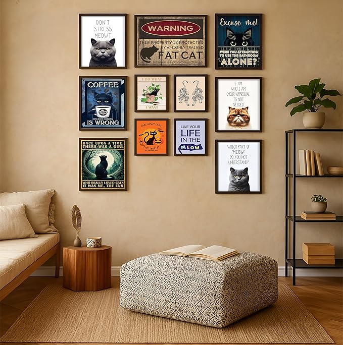 Posterizer 1 pcs - Funny Black Cat - For Cat and Coffee Lovers - Art for Animal Lovers - Kitchen & Bar Art - Gifts for Women - Living Room Bedroom Decor - 08x10 unframed wall art