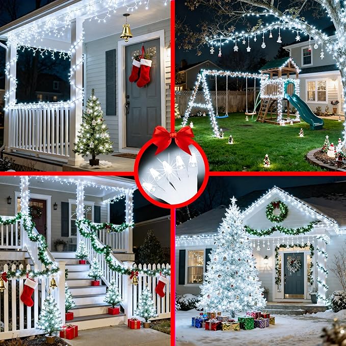 750 LED 240FT Christmas String Lights Outdoor, 12 Pro Modes and Timer Memory & Brightness, Plug in Outdoor Waterproof Clear Wire Twinkle Light for for Xmas Yard Tree Wedding Party Decor (Cool White)