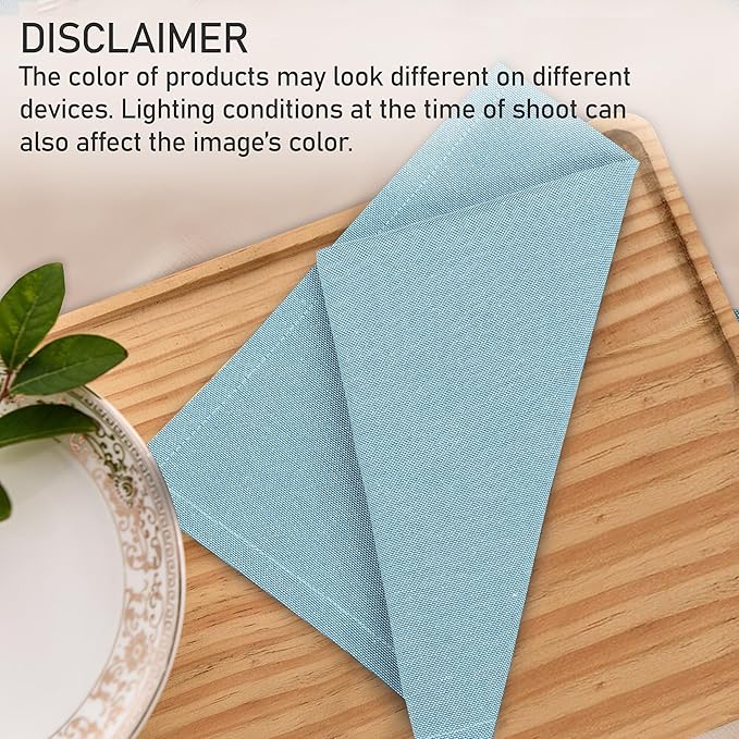 Ruvanti Cloth Napkins Set of 12, 18x18 Inch Napkin Cloth Washable, Soft & Durable, Poly Cotton Dinner Napkins for Parties, Thanksgiving & Weddings - Baby Blue